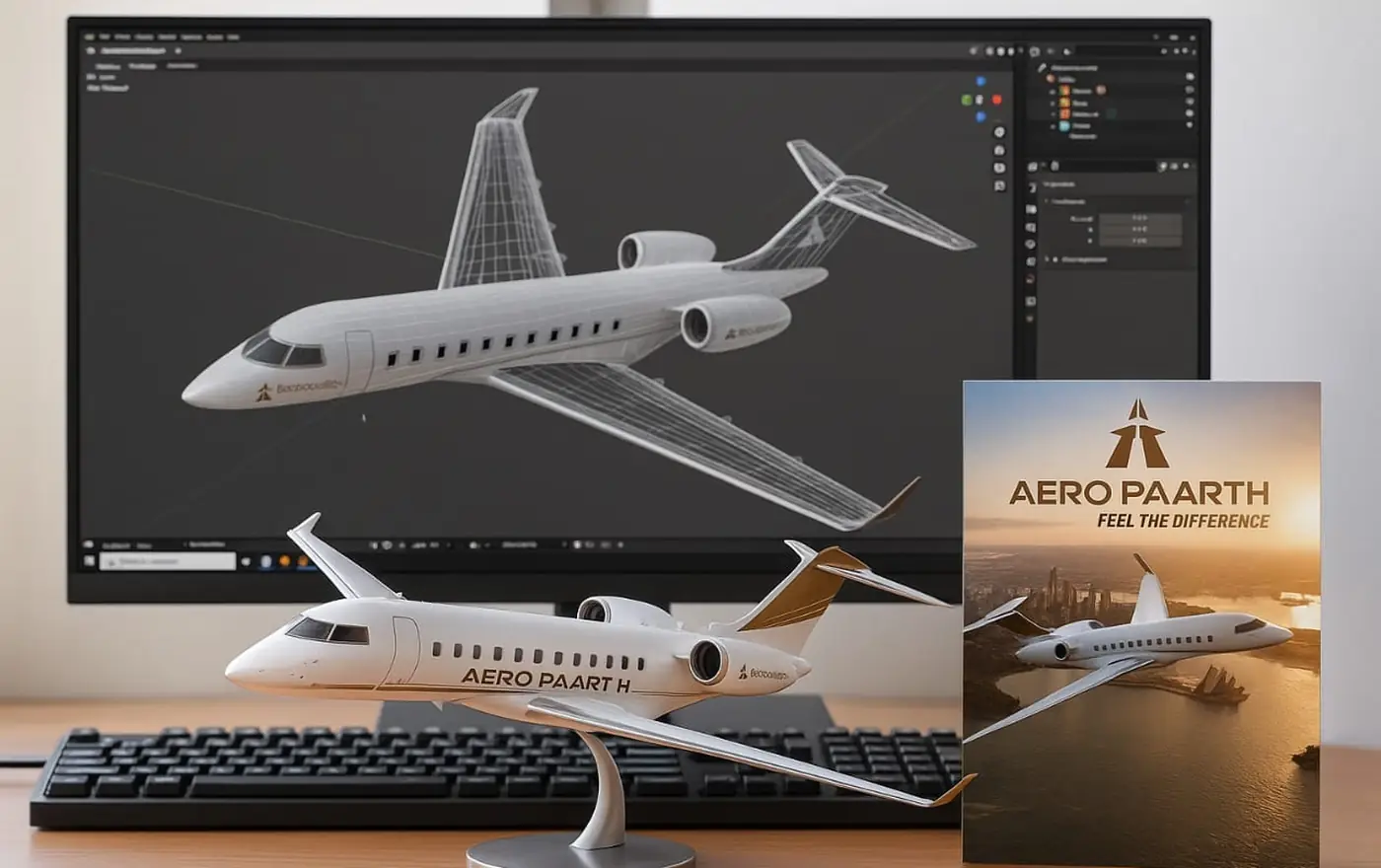 An aircraft being modelled in 3D on a NovaAviators workstation